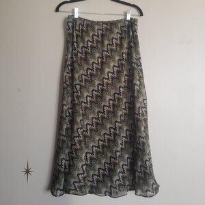 Vtg Green Midi Skirt Medium, Folk, Grunge, Boho
